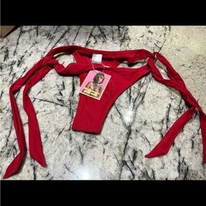 Strawberry Milk Mob XS Cherry Red Bikini Bottoms NEVER WORN+Hygiene Sticker